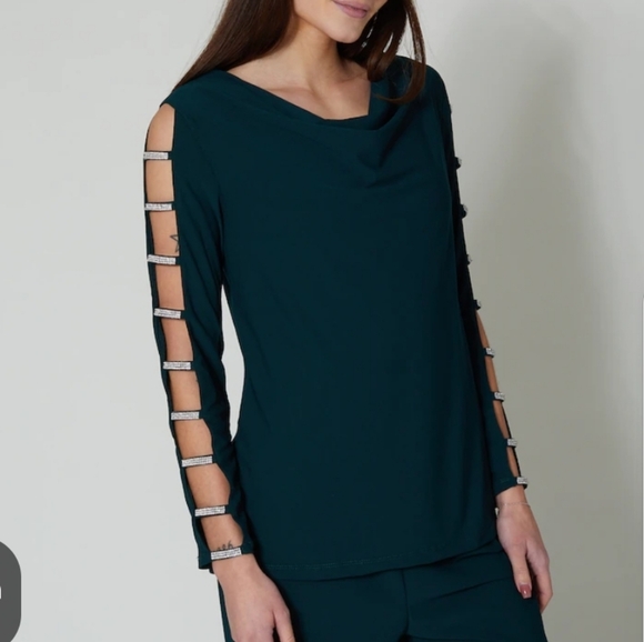 NWOT 2 Piece Pant Set With Crystal Bar Detailing    Size XL - Picture 2 of 14